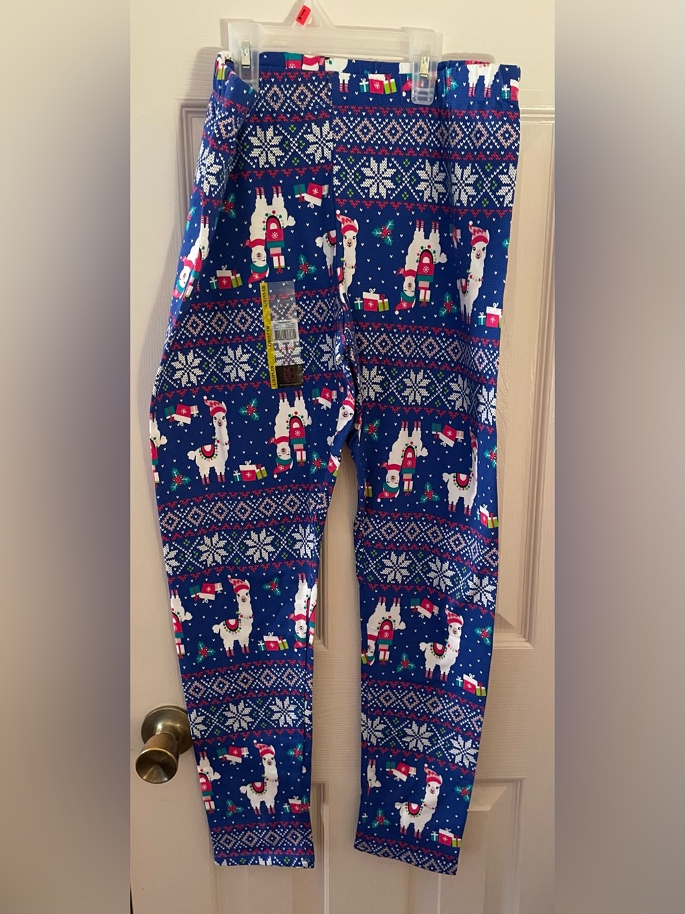 Juniors Large 11/13  Blue Llama Holiday Pajama  Leggings Pants NWT